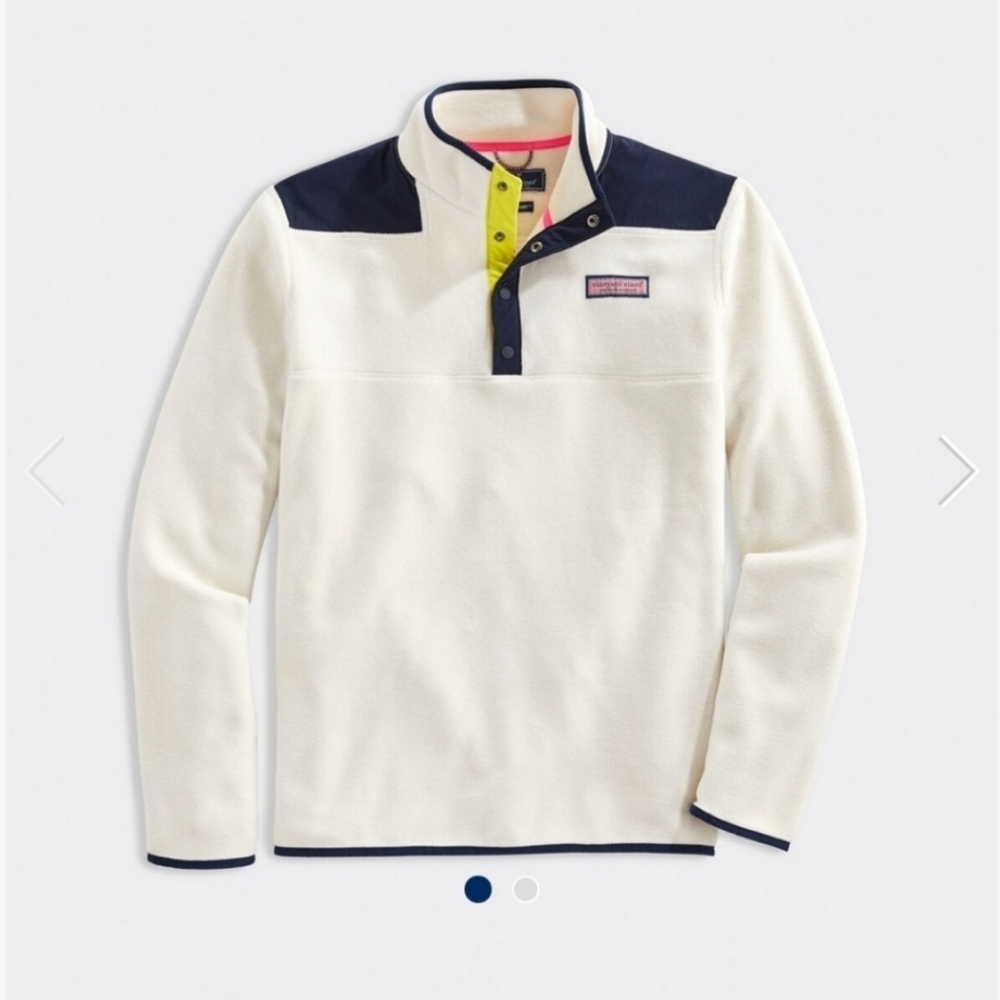 Vineyard Vines | NWOT XS White Sherpa Fleece Snap Placet Pullover